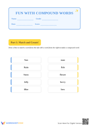 Compound Words Printable Worksheet | Grade 1 ELA Essential