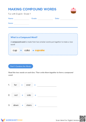 Printable Compound Words Worksheet | Essential Grade 1 ELA