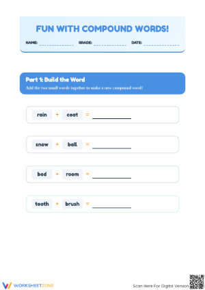 Printable Compound Words Worksheet | Grade 1 ELA Complete