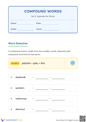 Grade 1 Compound Words — Printable No-Prep Worksheet