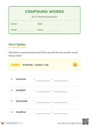 Grade 1 Compound Words Worksheet — Essential Printable