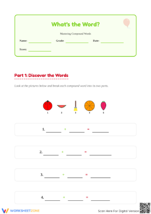 Grade 1 Compound Words — Printable No-Prep Worksheet