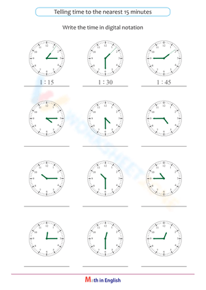 Telling time to the nearest 15 minutes 1