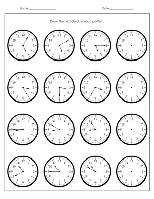 Draw the Next Clock Worksheet