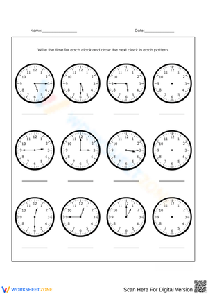 Clock Pattern Practice: Read Time 