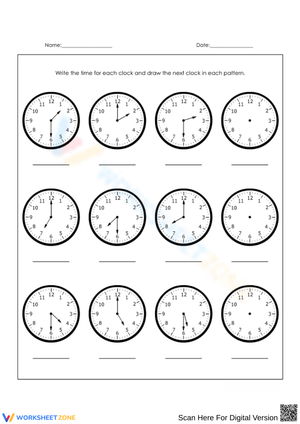 Clock Time Sequences: Write & Predict the Next Hour

