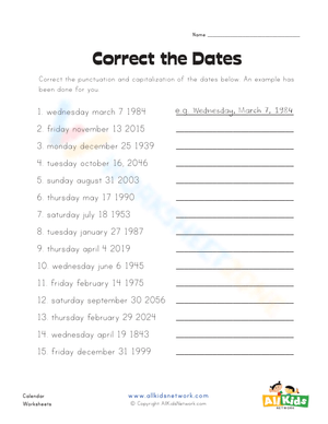 Correct the dates 1