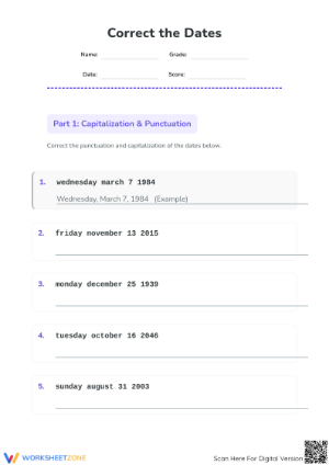 Essential Date Formatting Worksheet | Grade 2 Math