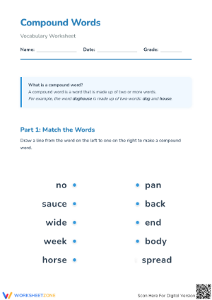 Essential Compound Words Worksheet | Grade 1 ELA