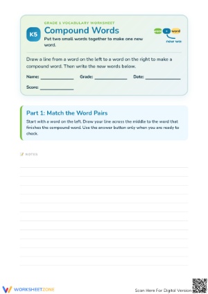 Compound Words Worksheet | Grade 1 Essential Printable