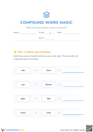 Compound Words Worksheet | Grade 1 Essential Printable