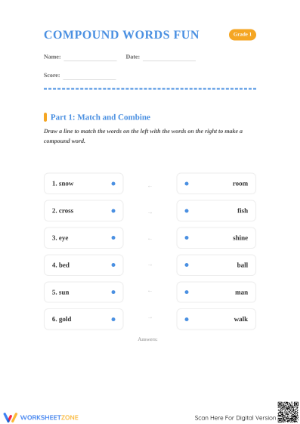 Grade 1 Compound Words — Printable Essential Worksheet
