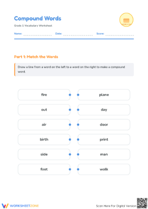 Essential Compound Words Worksheet | Grade 1 ELA