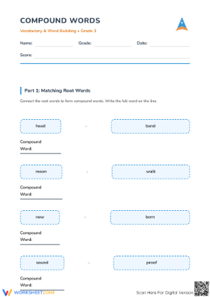 Grade 3 Compound Words — Printable No-Prep Worksheet