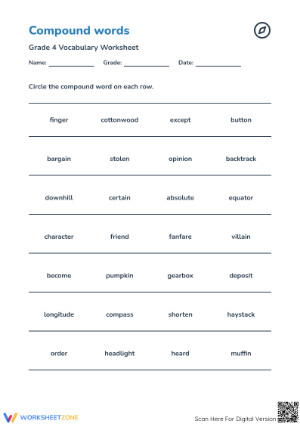Compound Words Worksheet | Grade 4 Essential Practice