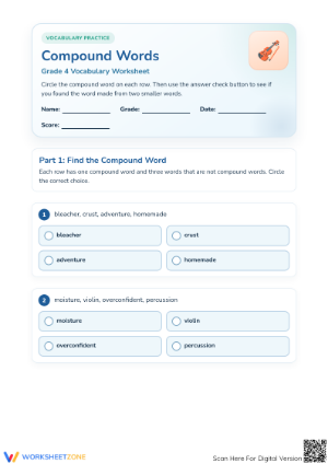 Essential Compound Words Worksheet | Grade 4 Printable