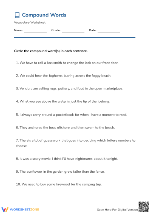 Compound Words Worksheet | Grade 2-4 Printable