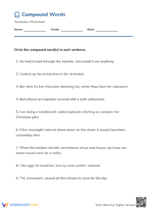 Compound Words Printable Worksheet | Grade 2 ELA