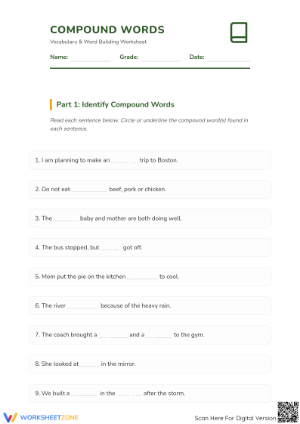 Compound Words Worksheet: Essential Grade 2-4 Practice