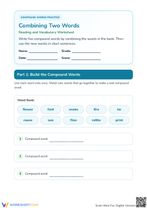 Printable Compound Words Worksheet | Grade 2 ELA