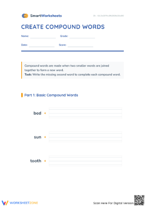 Printable Create Compound Words Worksheet | Grade 2 Aligned
