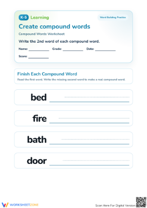 Printable Compound Words Worksheet | Grade 2 Essential
