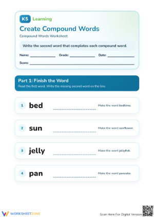 Grade 2 Compound Words Worksheet | Printable No-Prep