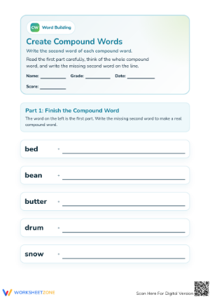 Printable Compound Words Worksheet | Grade 2-4 Aligned