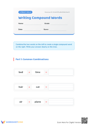 Printable Compound Words Worksheet | Grades 1-4 Essential