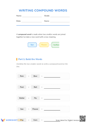 Printable Compound Words Worksheet | Grade 2 ELA