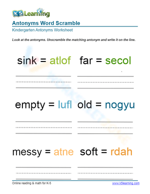 Antonyms Word Scramble 2
