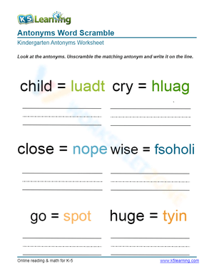 Antonyms Word Scramble 3