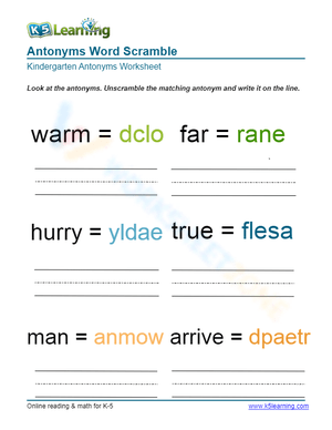 Antonyms Word Scramble 4
