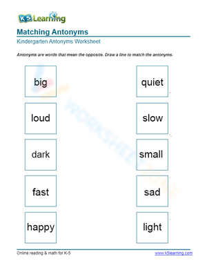 Matching Antonyms 1