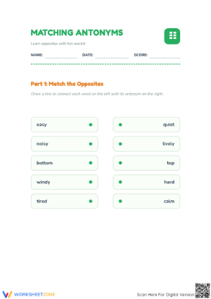Grade 1 Antonyms Worksheet — Printable No-Prep Practice