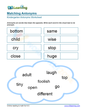 Matching Antonyms 9