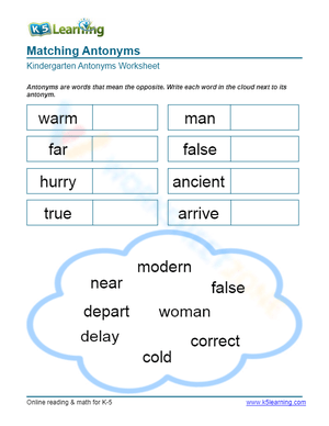 Matching Antonyms 10