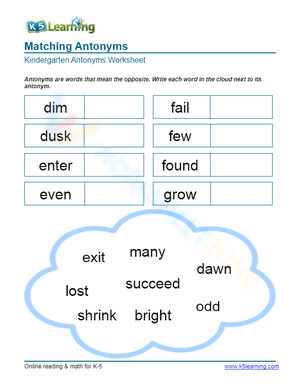 Matching Antonyms 12