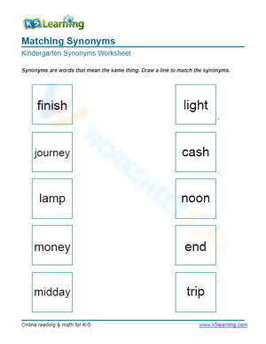 Matching Synonyms 1