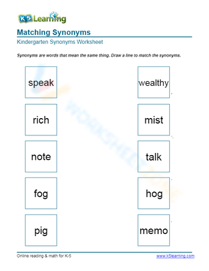 Matching Synonyms 2