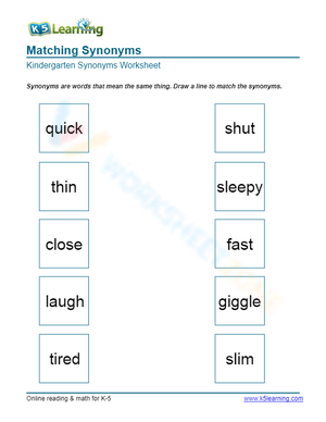 Matching Synonyms 3