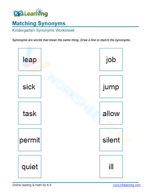 Matching Synonyms 4