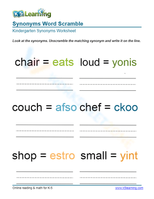 Synonyms Word Scramble 3