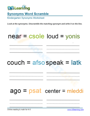 Synonyms Word Scramble 4