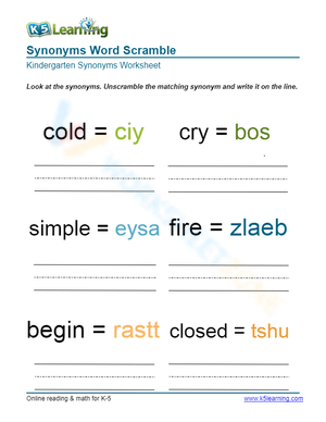 Synonyms Word Scramble 5