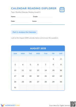Grade 2-4 Reading Calendar — Printable No-Prep Worksheet