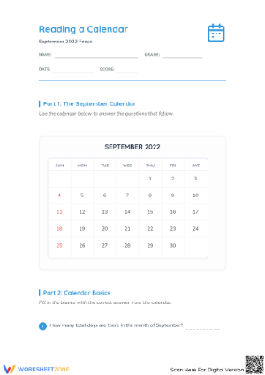 Essential Reading a Calendar Worksheet | Grade 2-4 Math