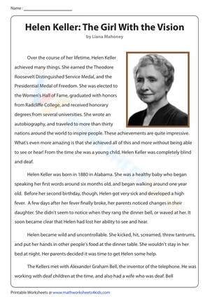 Helen Keller: The Girl With the Vision