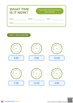 Printable Telling Time Worksheet | Grade 2-4 Math Practice