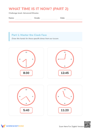 Essential Telling Time Worksheet | Grade 2-4 Math